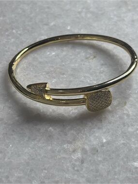 Gold Pavé Double-Bar Bypass Bracelet